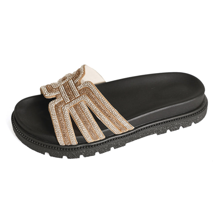 Dame Glamourøse Pantolette med Strass-applikationer Stilla