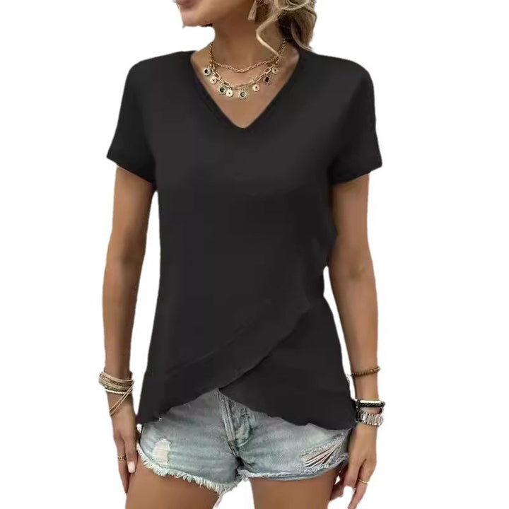 Dame stilfuldt V-hals asymmetrisk top Stilla