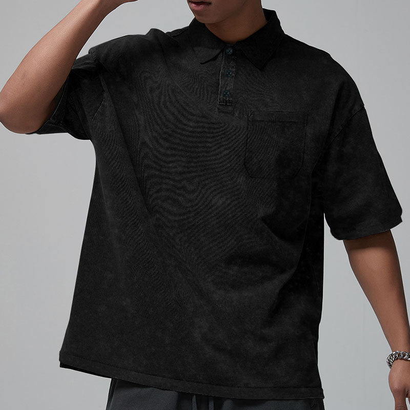 Herren afslappet poloshirt med brystlomme og mode design Stilla