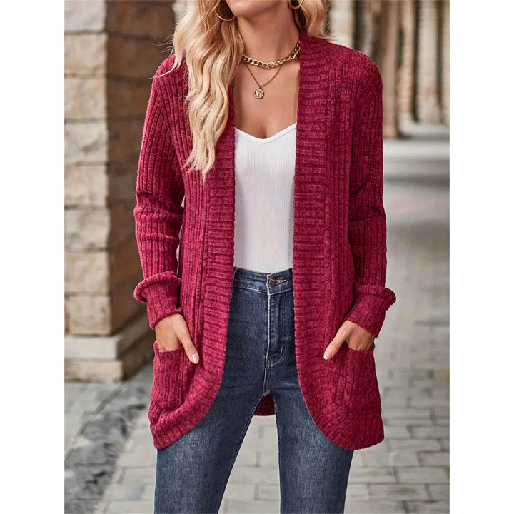 Dame Langærmet Strikcardigan med asymmetrisk Snit Stilla