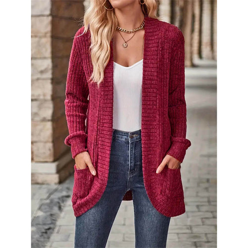 Dame Langærmet Strikcardigan med asymmetrisk Snit Stilla