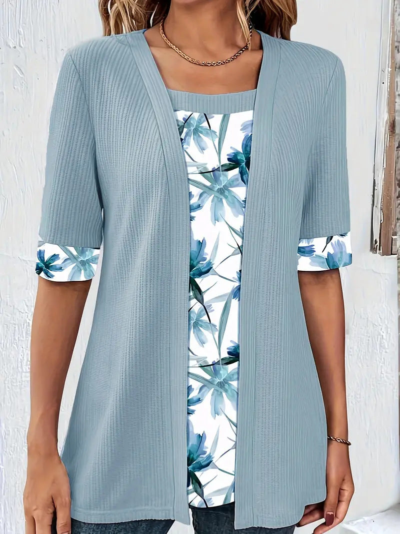 Damer casual cardigan med blomstret for Stilla