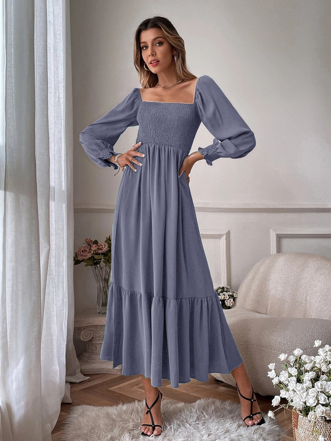Stilla | Ruffles taske Slim Fit Elegant pendlerkjole