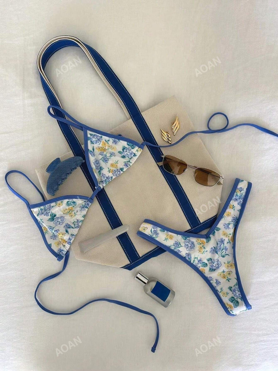 Damer bikinisæt med blomstret design Skovae