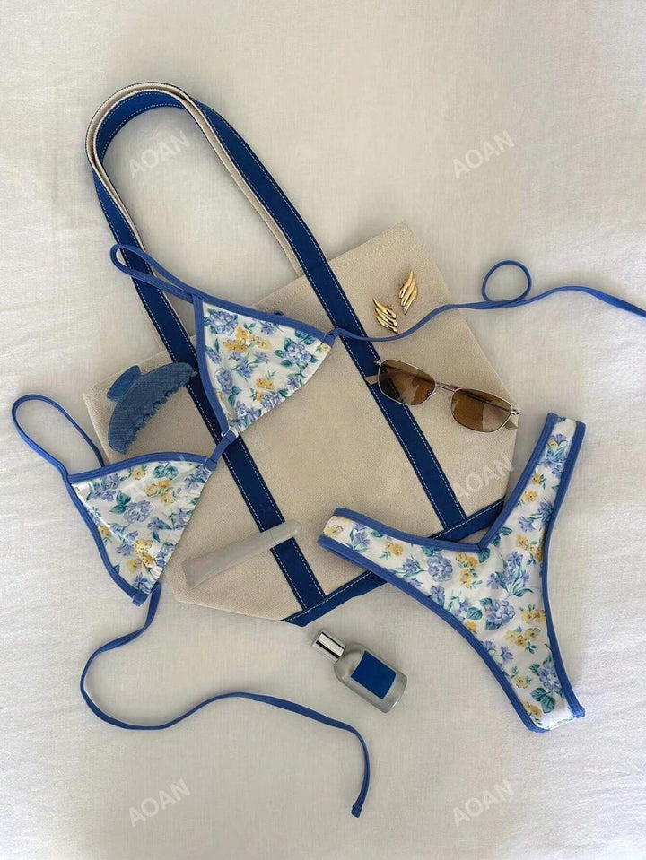 Damer bikinisæt med blomstret design Skovae