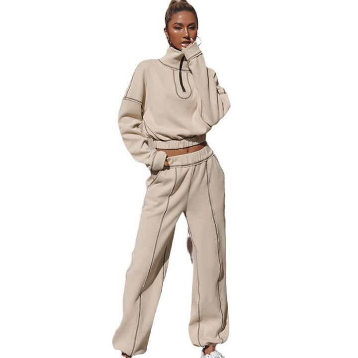 Kvinders cropped hoodie med lynlås og afslappet elastisk bånd Skovae