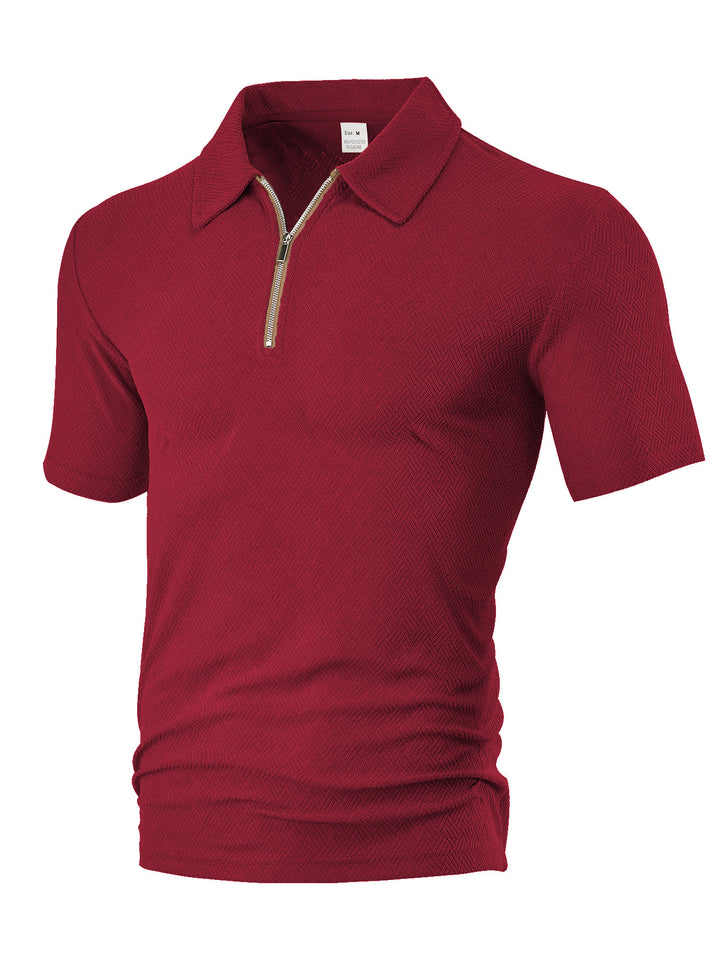Herrer Polo-Shirt med elegant lynlås og struktureret design Stilla