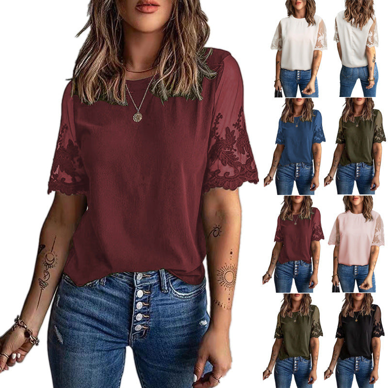 Dame Elegant T-shirt med stilfulde spidsærmer Stilla