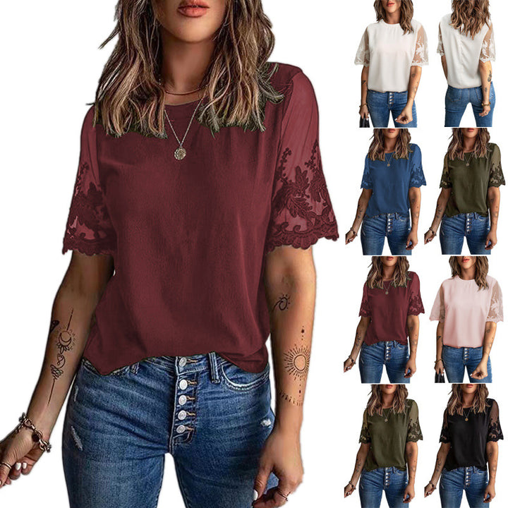 Dame Elegant T-shirt med stilfulde spidsærmer Stilla
