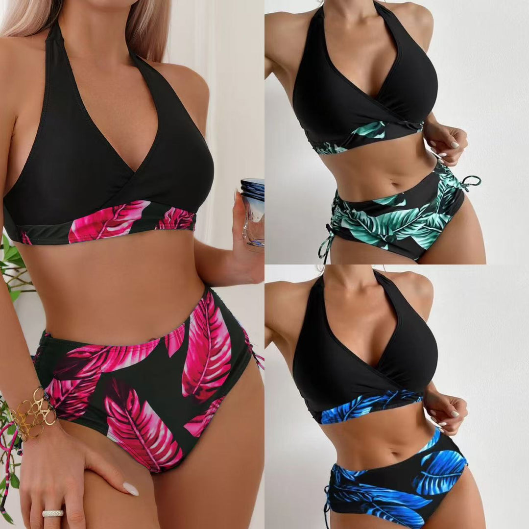 Dame Højskåret Bikini-Sæt med raffinerede Snøre Detaljer Stilla