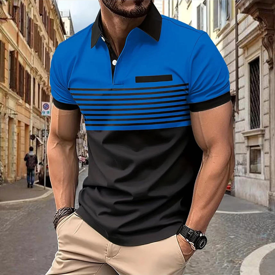 Herrer Poloshirt med struktureret stribemønster og moderne krave Stilla