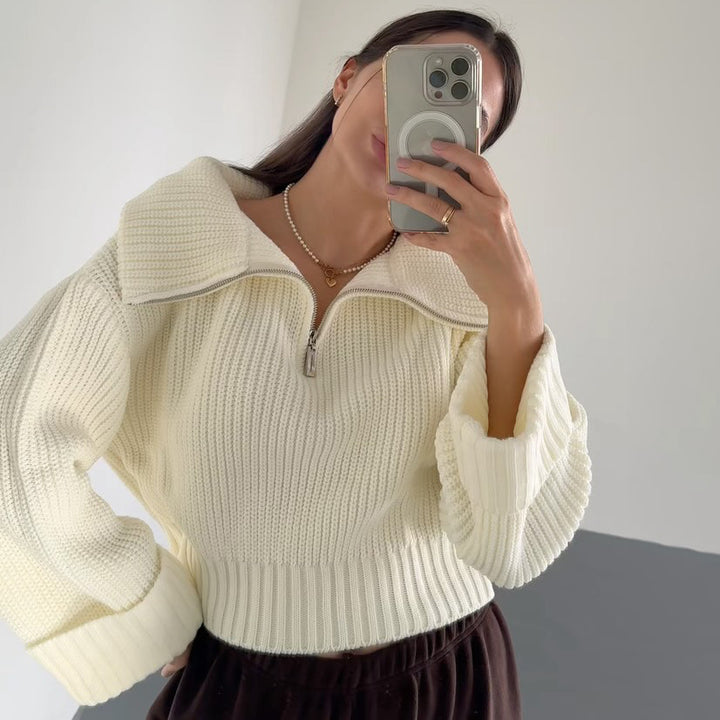 Dame Mode Strikket Sweater med Høj Krave Stilla