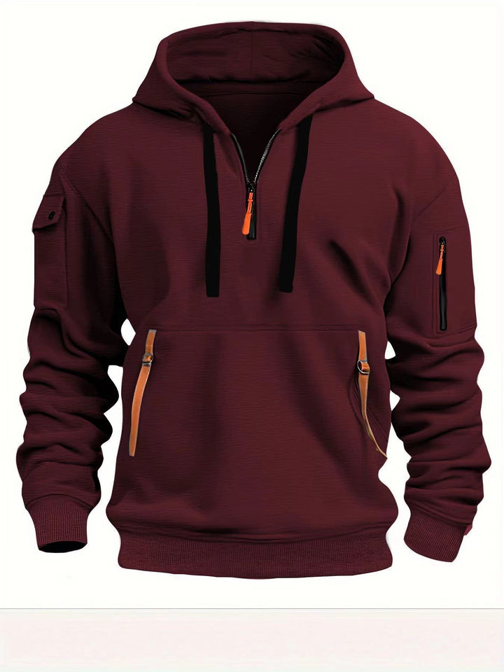 Herre hoodie med praktiske lynlåslommer Skovae