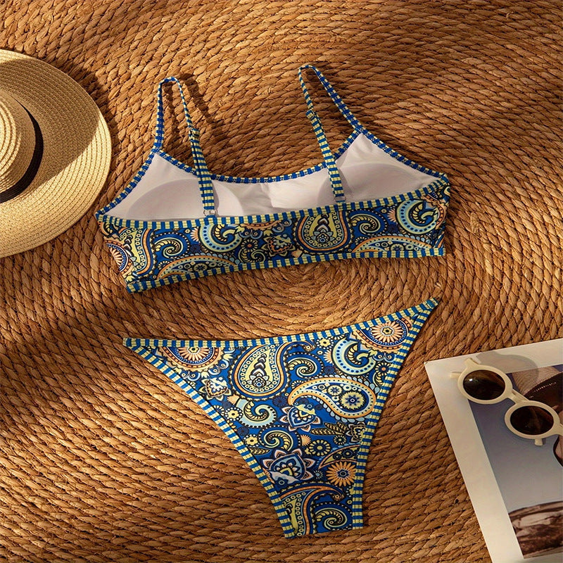 Dame bikini-sæt med moderne paisley-mønster og justerbare stropper Stilla