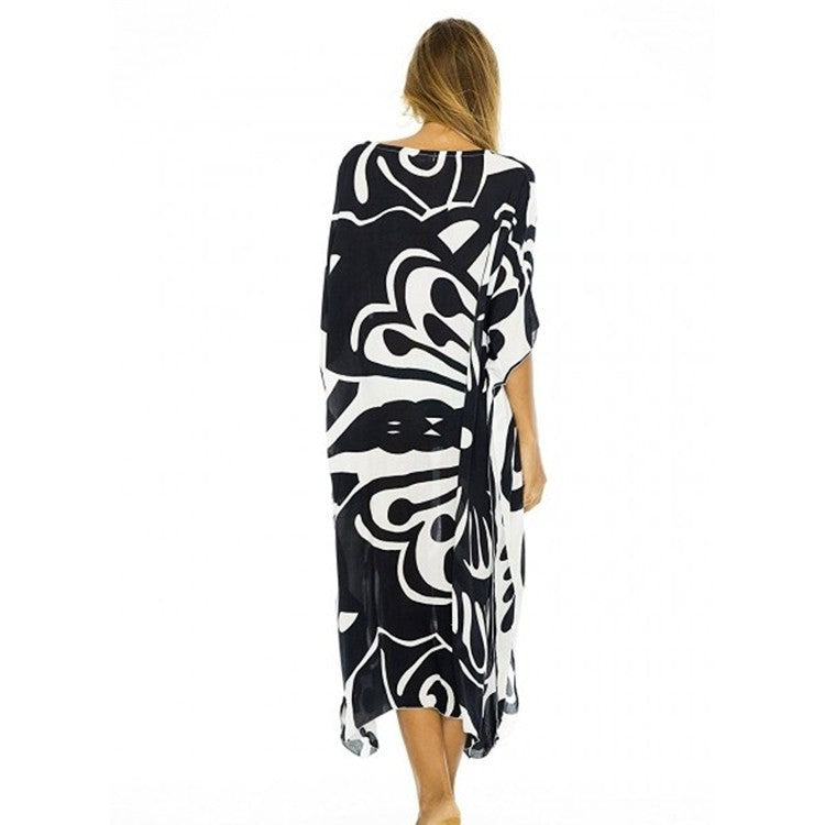 Damer elegant kaftan med moderne floral mønster Stilla