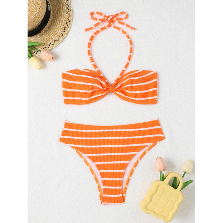 Dame Bandeau-bikini med stilfulde striber Stilla