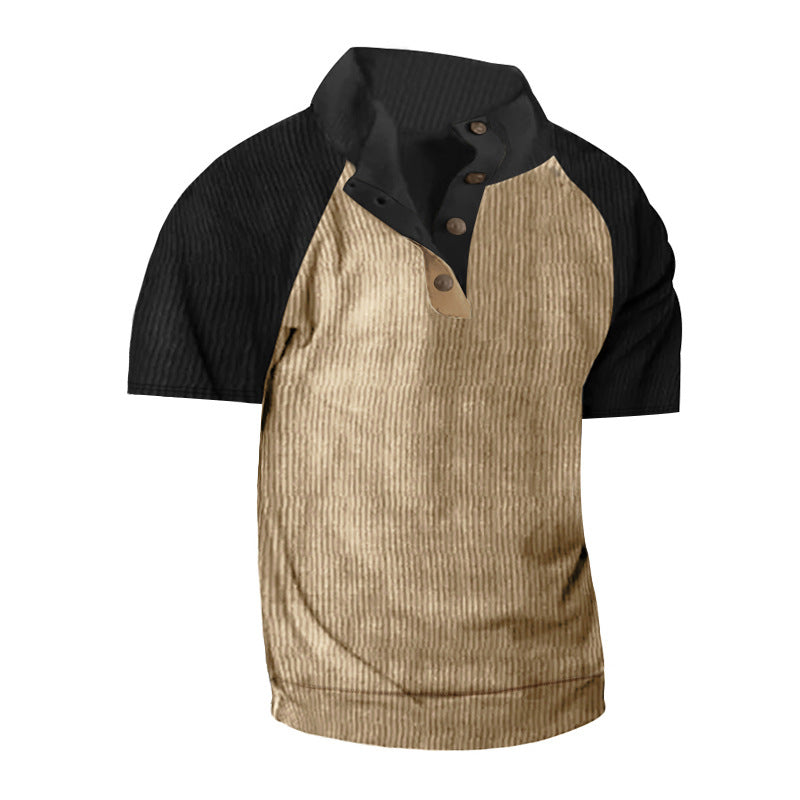 Herre Kortærmet Henley T-shirt med moderne strukturdesign Stilla