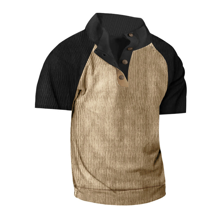 Herre Kortærmet Henley T-shirt med moderne strukturdesign Stilla