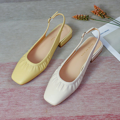Kvinder Slingback Low-Heel Ballerinas med foldet design Stilla