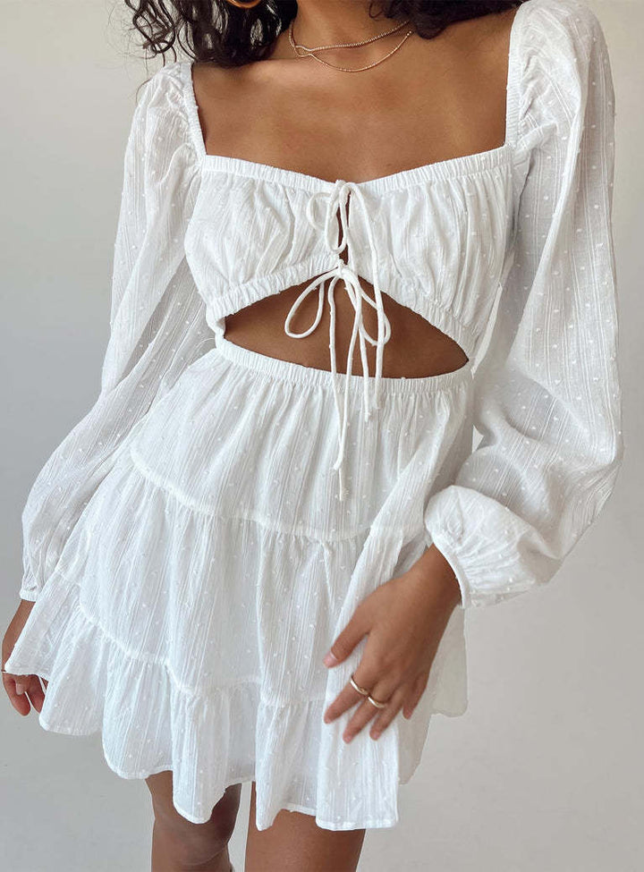 Dame luftig minikjole med cut-out og ruffles detaljer Skovae