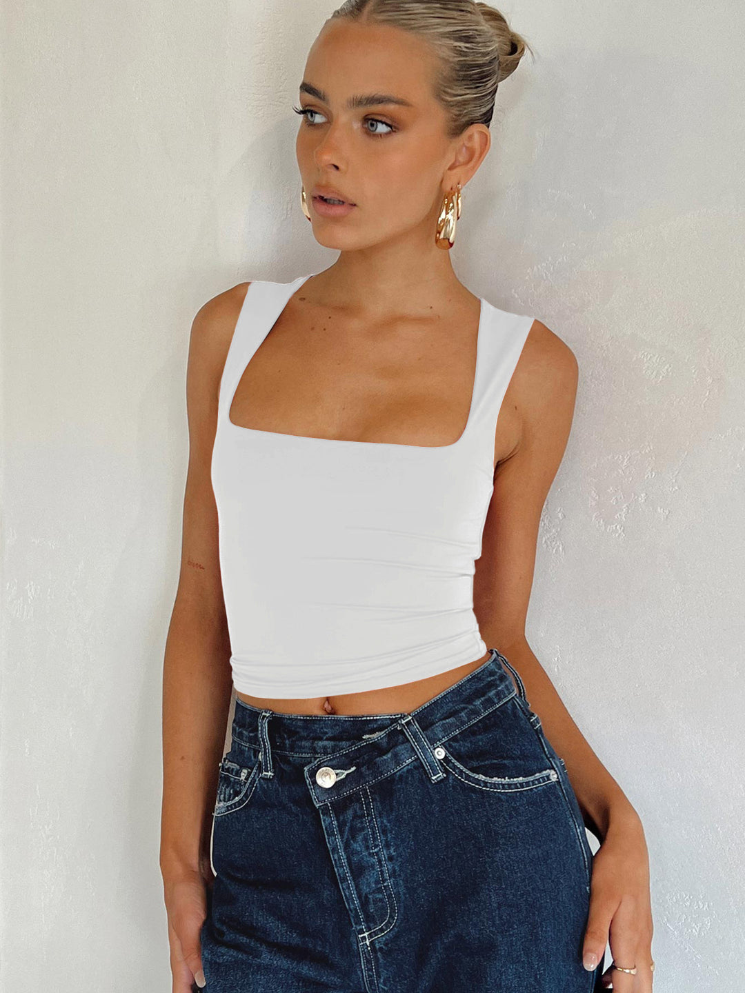 Dame sporty crop-top med elastisk materiale Stilla