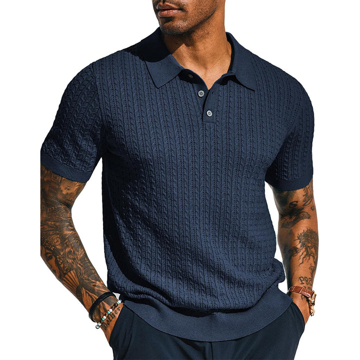 Herrer Poloshirt med struktureret strikdesign Stilla
