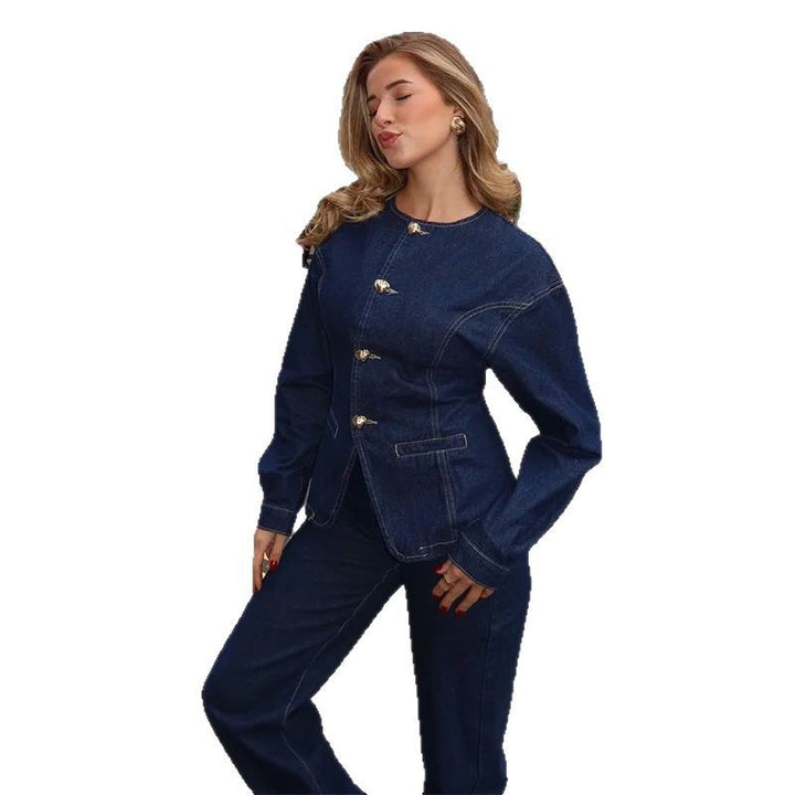 Kvinders Mode Jeans Blazer Jakke Stilla