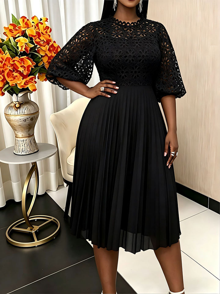 Damer elegant midikjole med spidstop og plisseret skirt Skovae