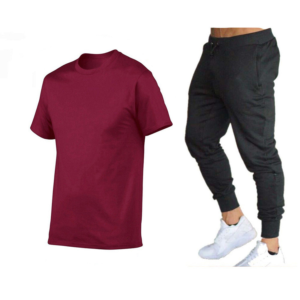 Herre sporty T-shirt og joggingbukser-sæt med funktionelt design Stilla