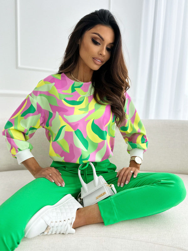 Damer komfortabel sweatshirt med blomsterdesign og løs pasform Stilla