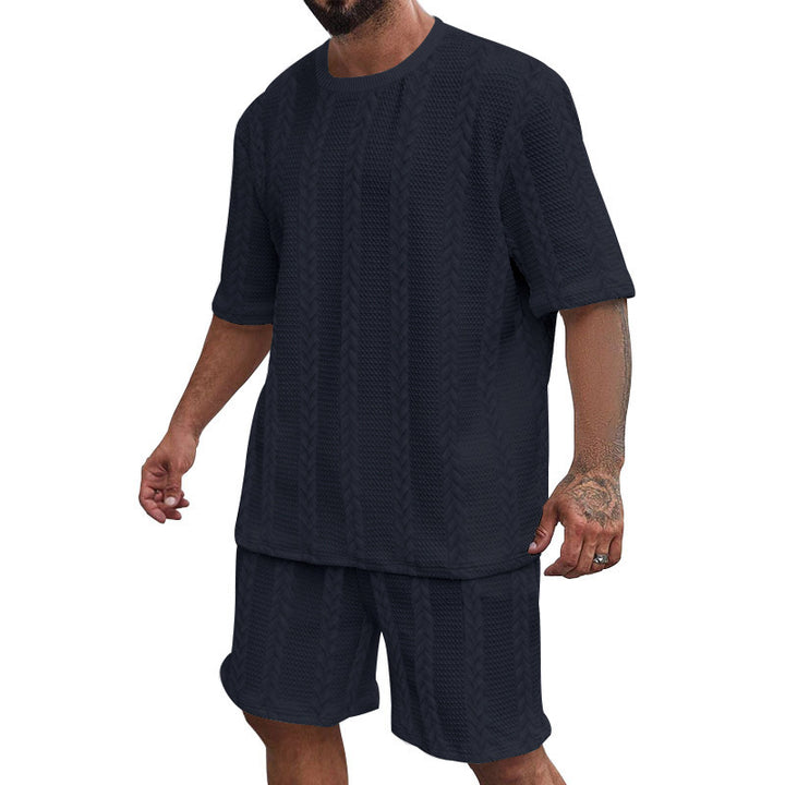 Herre afslappet strik sæt med oversized T-shirt og shorts Stilla