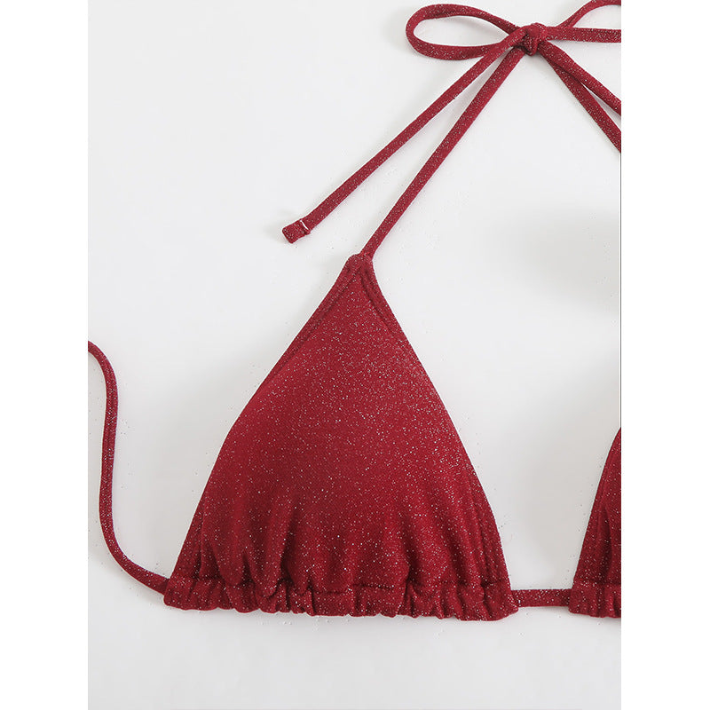 Dame glitrende trekant-bikini-sæt med matchende sarong Stilla