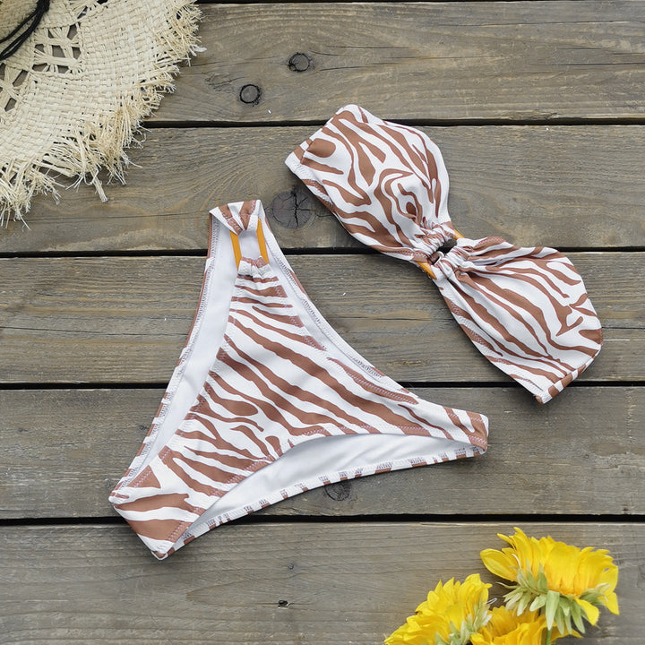 Dame bikini-sæt med trendy zebra-mønster og justerbare stropper Stilla