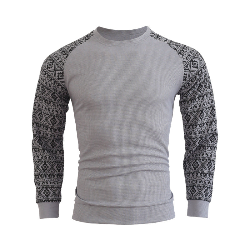 Herre mode langærmet pullover med grafisk mønster og rund halsudskæring Stilla
