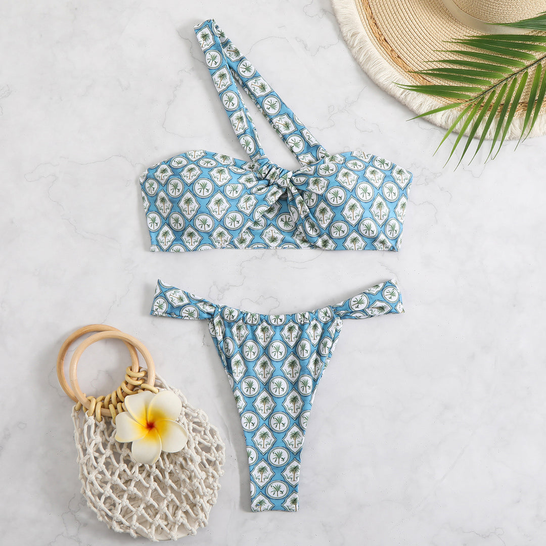 Femme Stilfuldt En-skulder Bikini Sæt Stilla