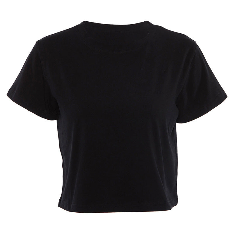 Dame Crop-Top i høj kvalitet bomuld med rund halsudskæring Stilla
