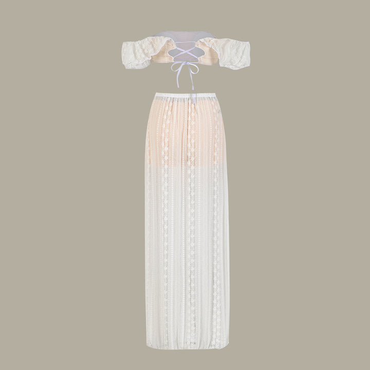 Dame To-delt Boho-outfit med off-shoulder Crop Top og Maxi-nederdel Stilla
