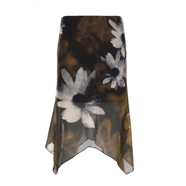 Dame Midi-nederdel med blomster Chiffon-design Skovae