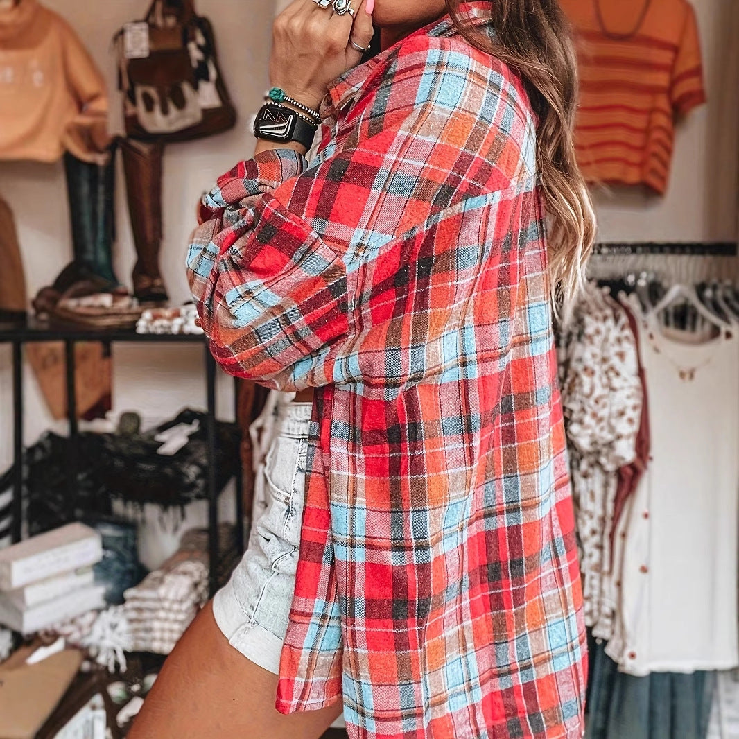 Damer store størrelser flannel skjorte Stilla