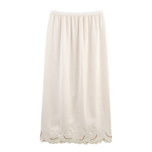 Dame elegant maxiskørt med floral spidseindsats Stilla