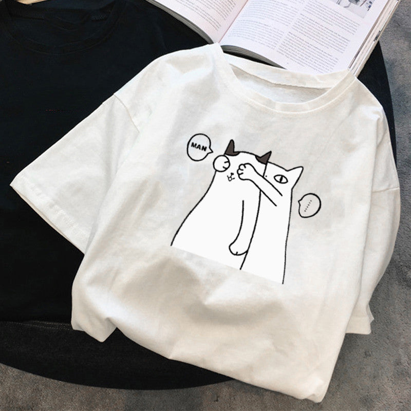 Femme Legesyg Grafik Kat T-Shirt Stilla