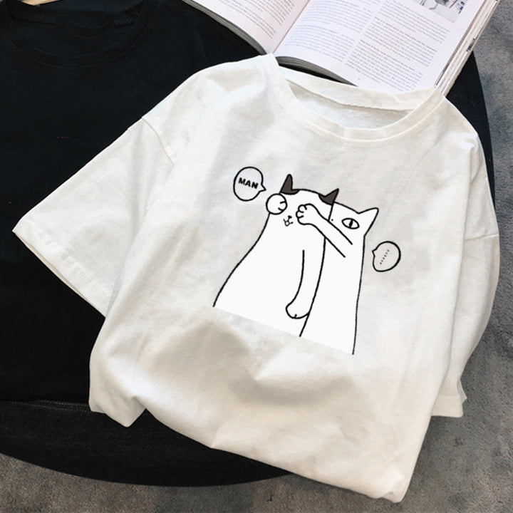 Femme Legesyg Grafik Kat T-Shirt Stilla