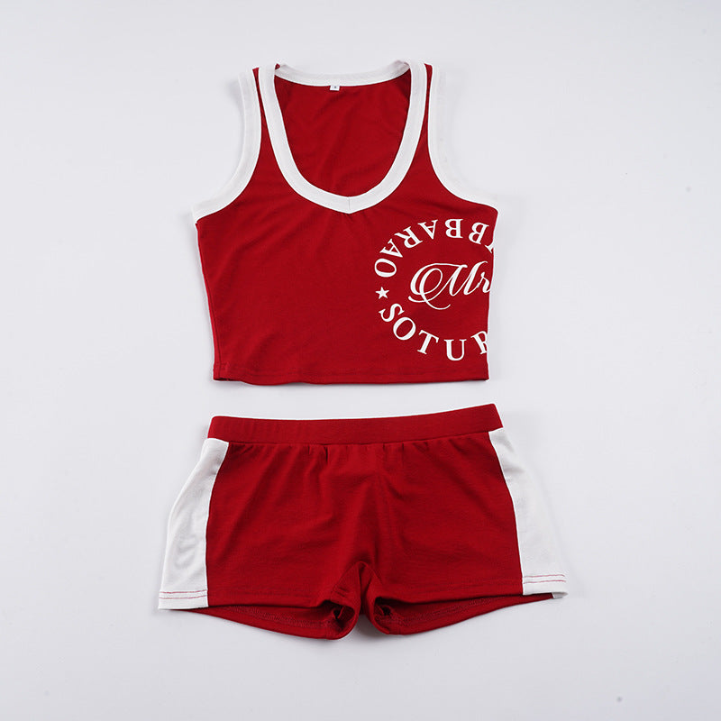 Dame Sporty sæt med crop-top og korte shorts Skovae