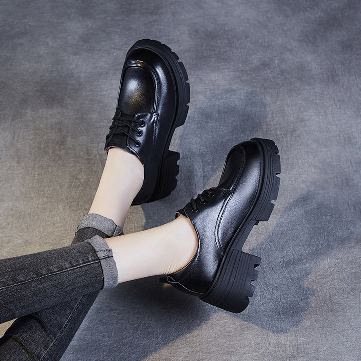 Dame Moderne Chunky Snørebånd Oxfords med Hævet Hæl Stilla