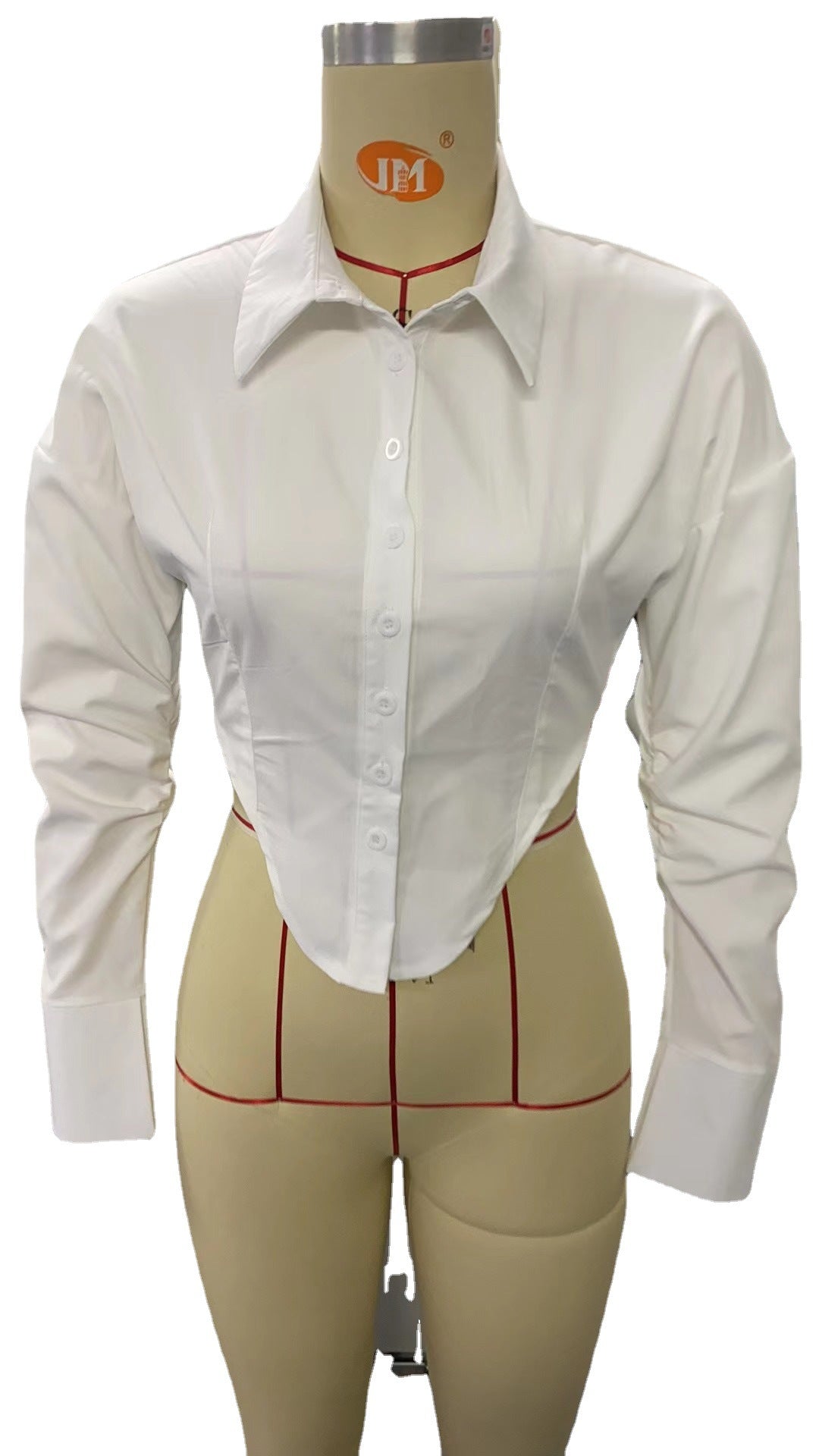 Dame mode bluse med elegant figursyet snit og klassisk krave Skovae