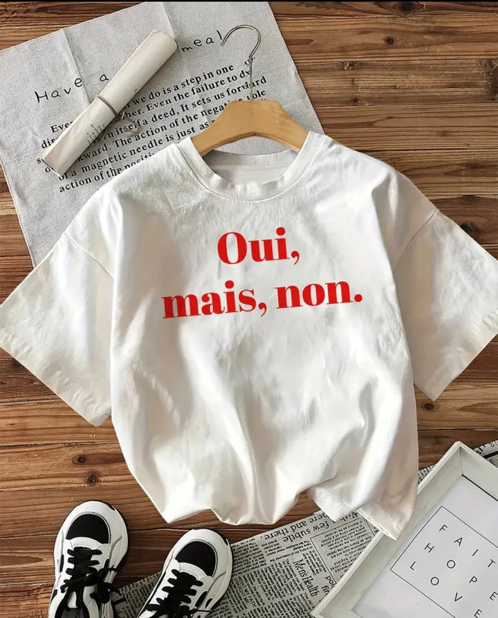 Dame T-shirt med kreativ statementtryk og afslappet pasform Stilla
