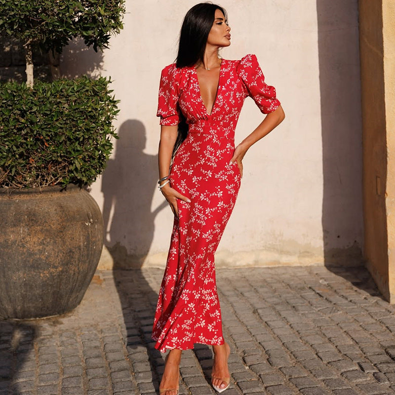 Dame blomstertryk maxi kjole Stilla