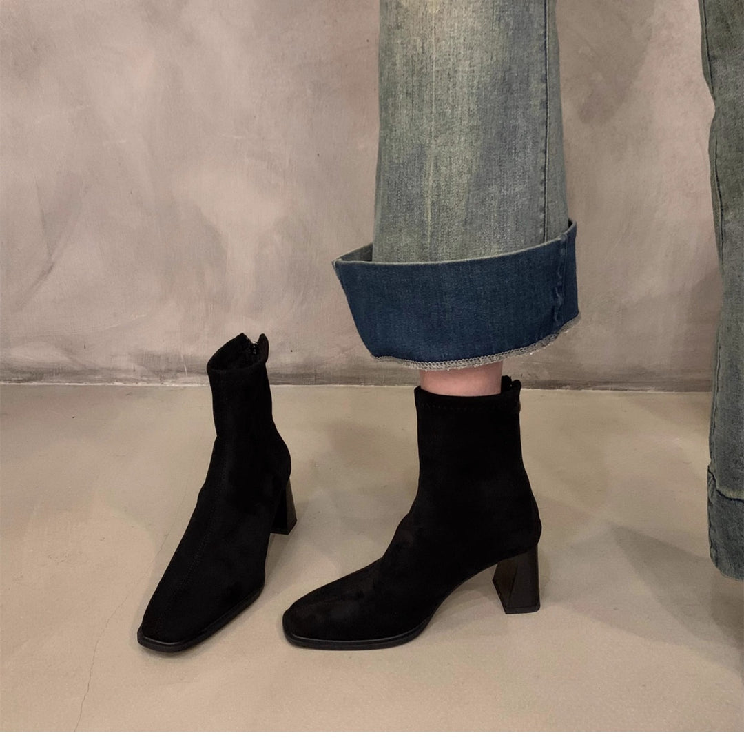 Femme Stylish Syntetisk Støvler med Blokhæl Stilla
