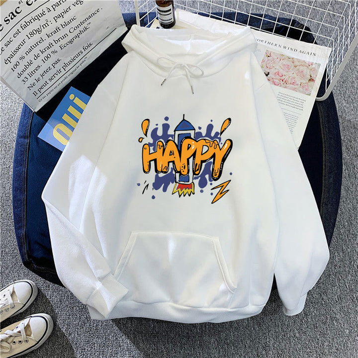 Dame hætte sweatshirt med munter grafisk design Skovae