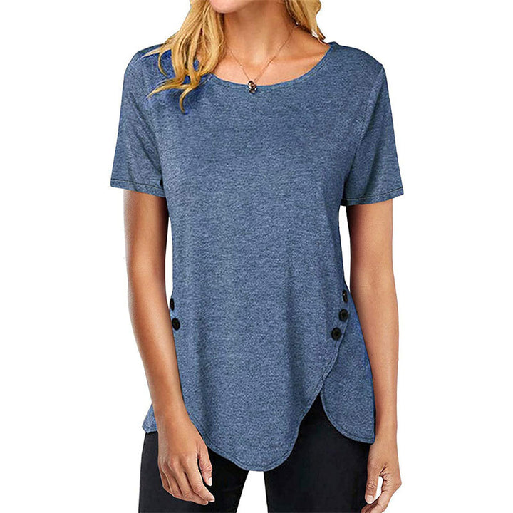 Damer asymmetrisk T-shirt med knapdetaljer Stilla